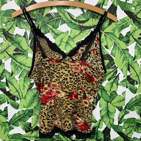 Retro Y2K Donna L'Oren Top Women's Size M/L Leopard Print 2000s Sexy Lounge - Picture 7 of 8
